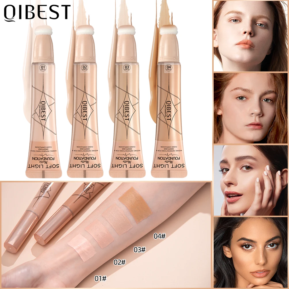 QIBEST Matte Flawless Liquid Concealer Foundation Cream Concealing Eye Dark Circle Long-lasting Professional Face Cosmetics