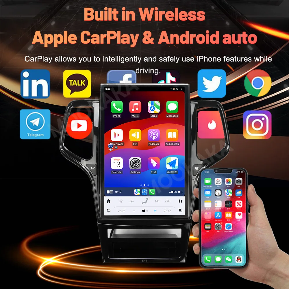 

Android Car Radio For Jeep Grand Cherokee 2010-2019 Auto Stereo Multimedia GPS Navigation Video Player Screen Wifi Head Unit DSP