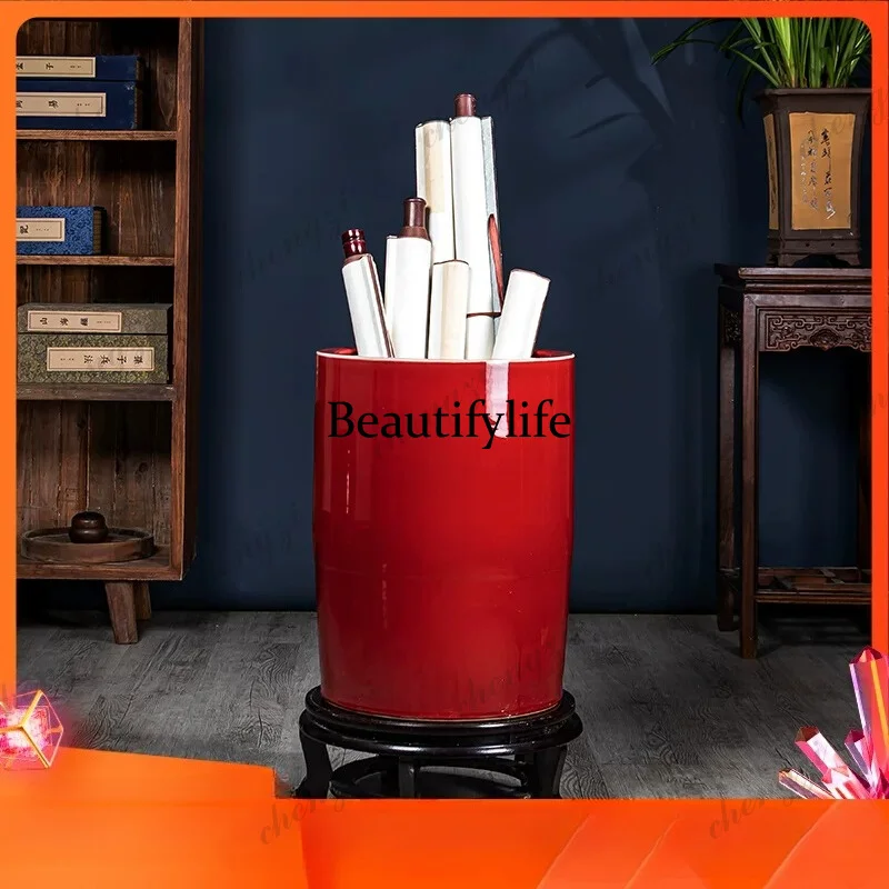 Light luxury living room large vase study calligraphy and painting tube umbrella storage bucket ornament