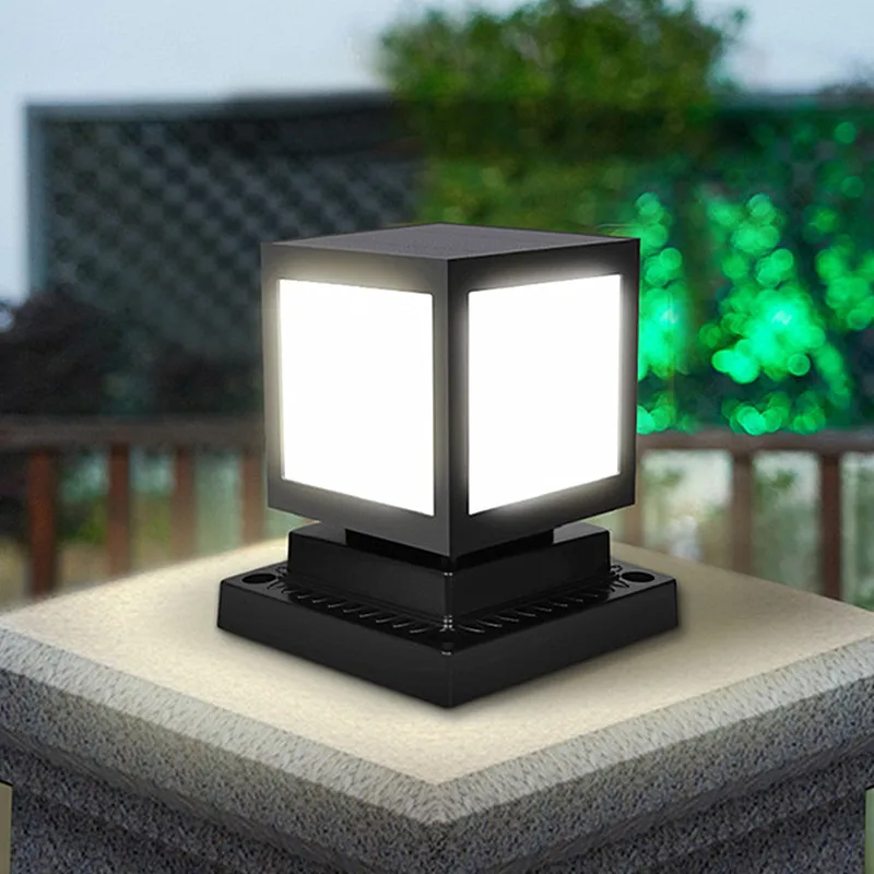 

LED Solar Column Headlight Solar Powered Pillar Lamp Outdoor Waterproof Wall Light for Villa Courtyard Landscape Garden Decor