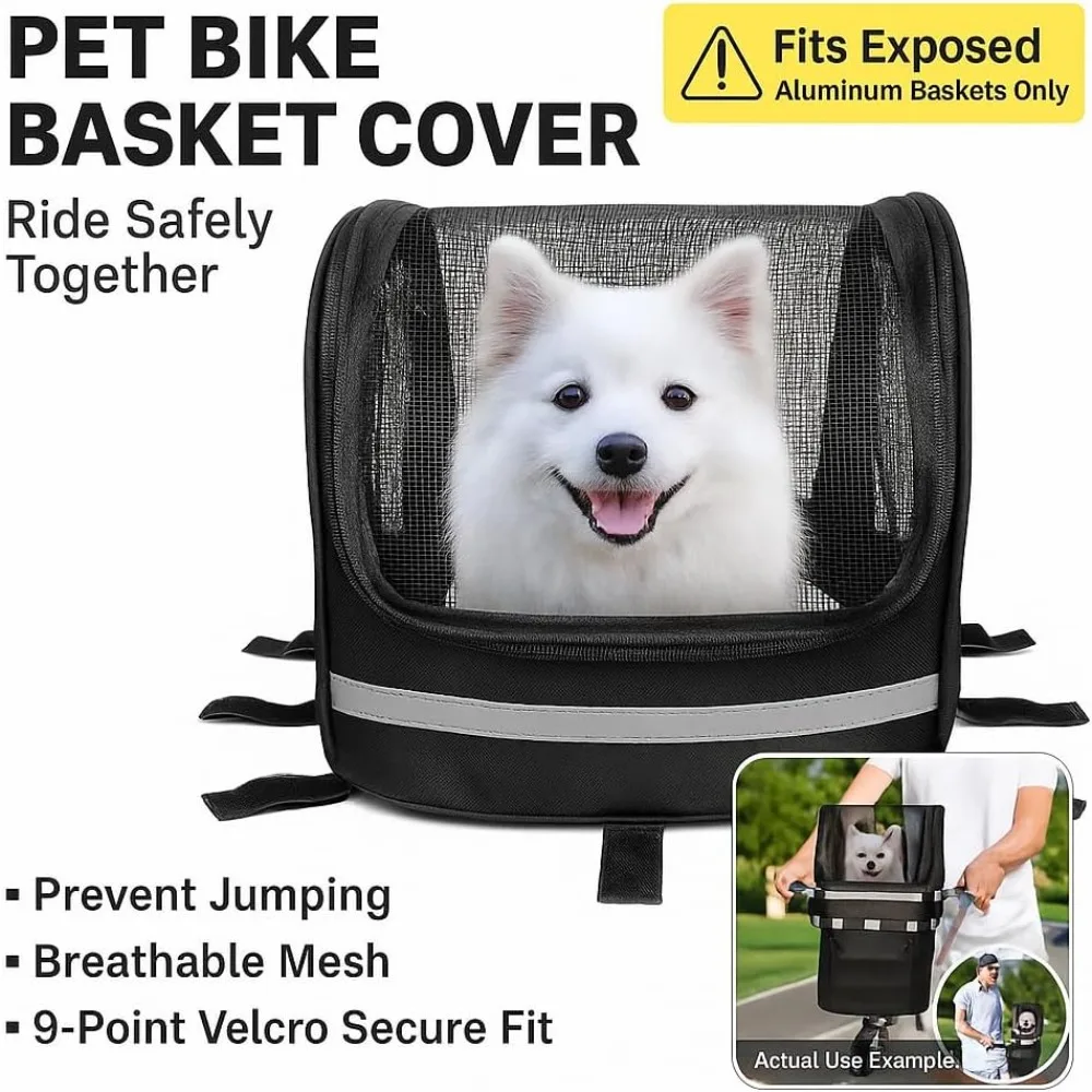 Funda para cesta de bici perros y gatos transpirable con cremallera - imagen 2