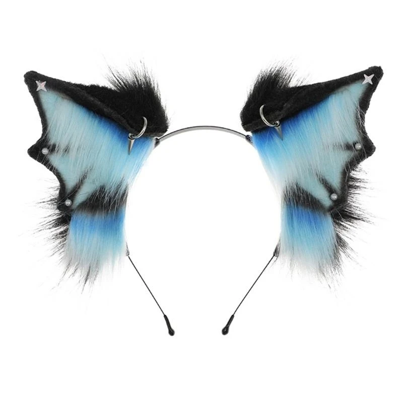 

652F Anime Headband Bendable Devil Bat Ear Hairhoop Girl Halloween Dress Up Hairband Costume Masquerades Headwear
