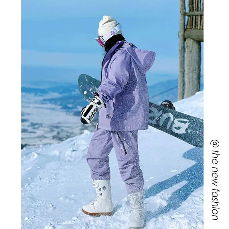 

Ski Suit Men's And Women's Same Single And Double Ski Pants Mountaineering Suit Velvet Thermal Jacket