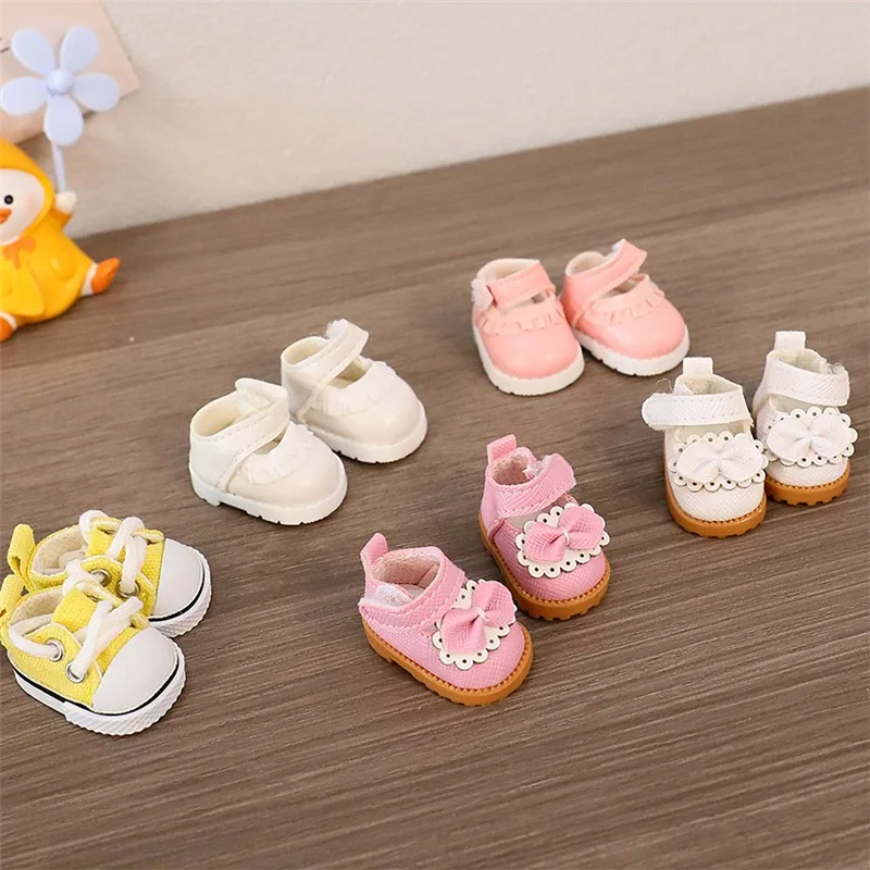 3.5cm Doll Canvas Shoes Leather Shoes For 15 17 cm For Labubu Doll Mini 1/6 BJD OB27 10cm Cotton Doll Clothing Outfit Accessory