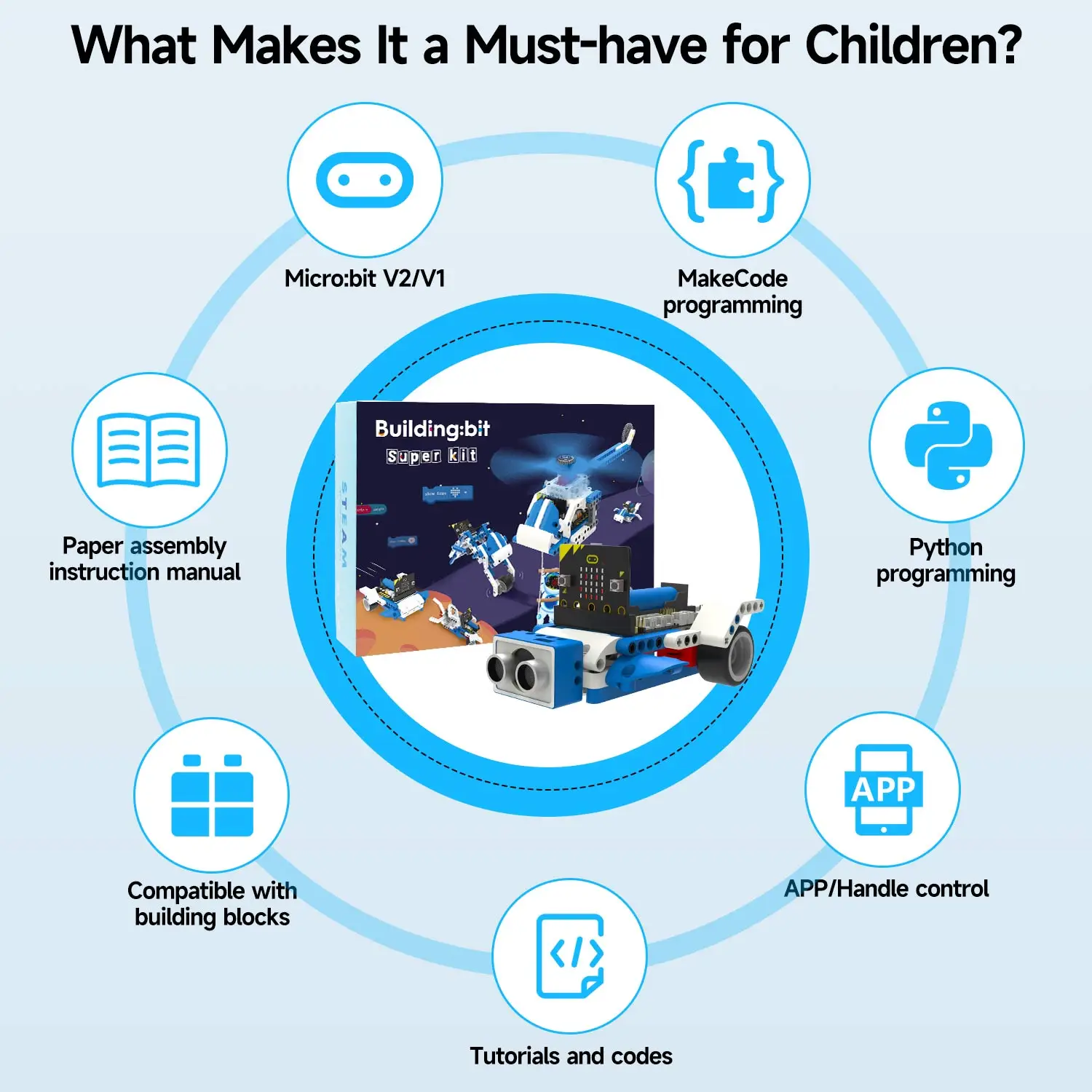 Robot Educativo programable para niños, Super kit Micro:bit V2 V1, 16 modelos, codificación con Manual a todo Color y recargable