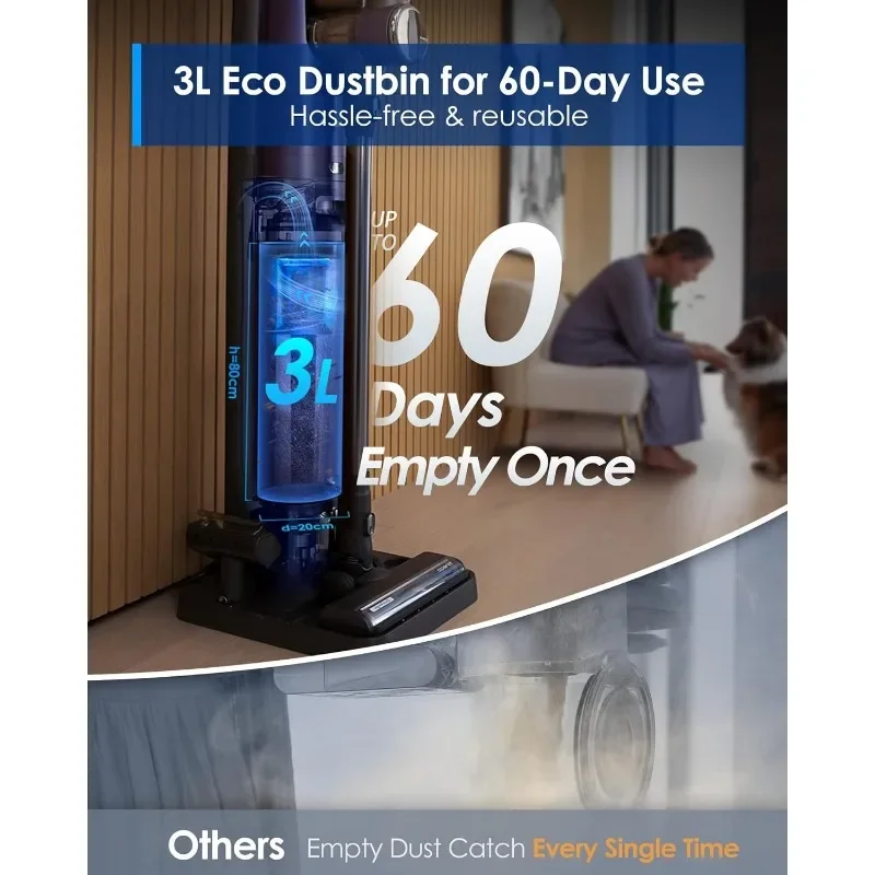 Tineco Pure ONE Station FurFree Cordless Vacuum Cleaner with 3L Auto Dust Base, Smart Stick Vacuum Cleaner Powerful Suction