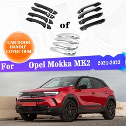 LHD For Opel Mokka MK2 2021 2022 2023 Auto Gloss Black Carbon Fiber Chrome Stickers Styling Rustproof Protector Car Accessories