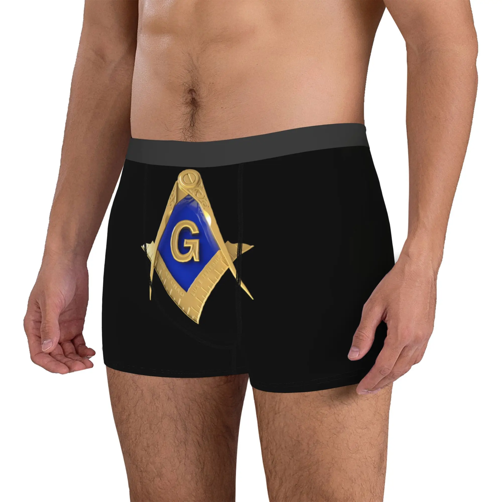 Freemason Gold Square Masonic Boxer Shorts For Men 3D Printed  Underwear Panties Briefs Breathable Underpants