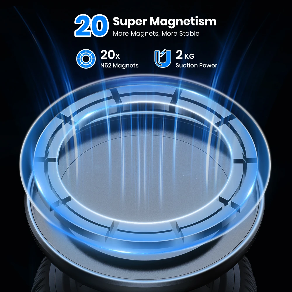 TOPK 360 °   Suporte magnético giratório para telefone para carro - Suporte com ventosa multiângulo ajustável, ultra estável, adesivo - grátis