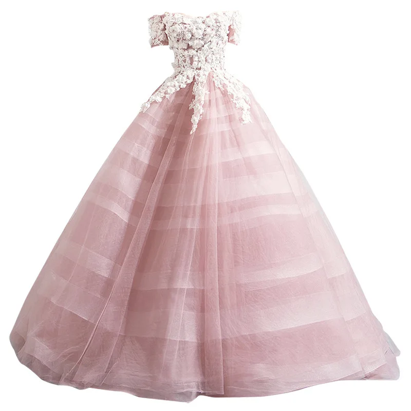 Abito da sposa da sposa 2025Autunno Nuovo stile Banchetto Principessa Una spalla Pasta di fagioli Polvere Matrimonio Toast Pong Gonna Abito da sera