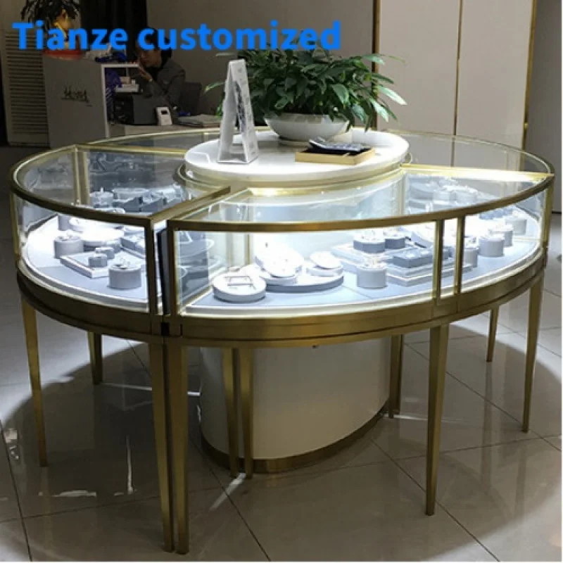 

(Customized) custom round jewelry display table luxury jewelry display set exclusive retail jewelry store fixtures