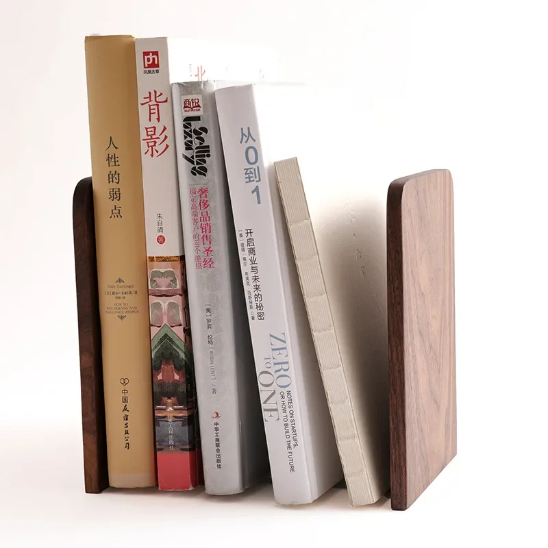 

Nature Wooden Desktop Organizer Desktop Office Home Bookends Anti-skid Book Ends Stand Holder Shelf