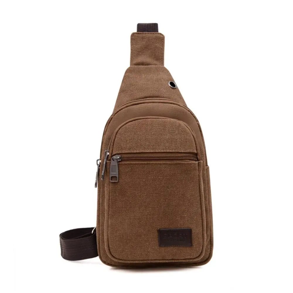 

New Canvas Men Chest Bag Light Weight Multilayer Chest Pack Large Capacity Shoulder Bag