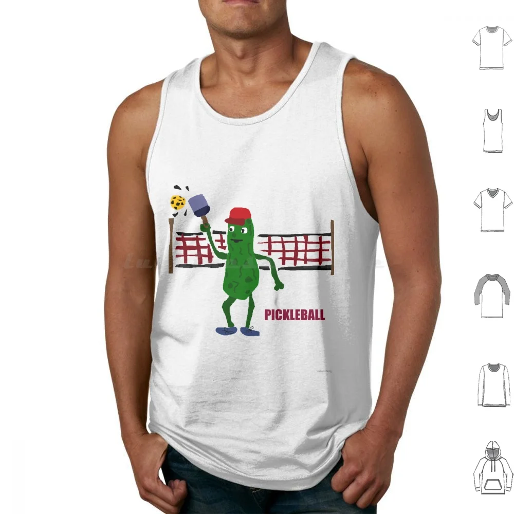 Funny Pickleball Pickle And Net Tank Tops Vest Sleeveless Pickles Pickleball Funny Sports Paddle Net