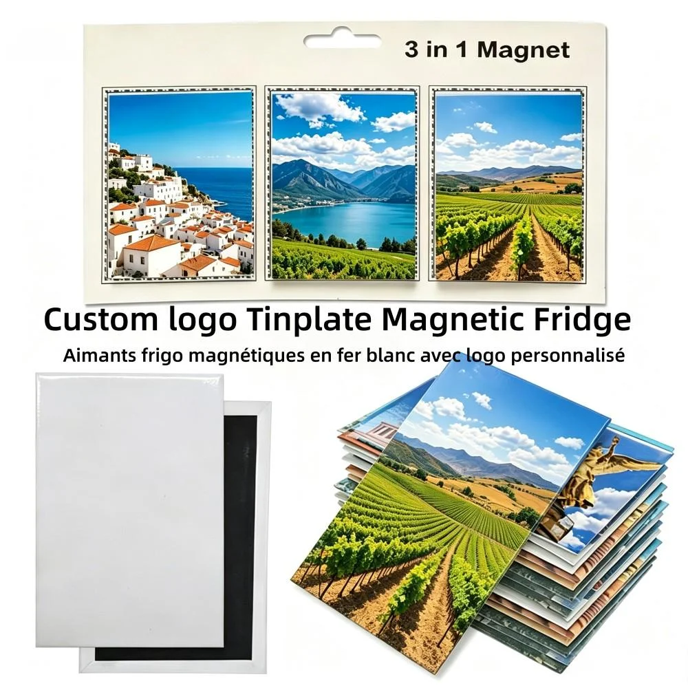 Custom Tinplate Fridge Magnets Personalized Rectangle Magnetic Refrigerator Magnet with Digital Printing-Promotional Gift