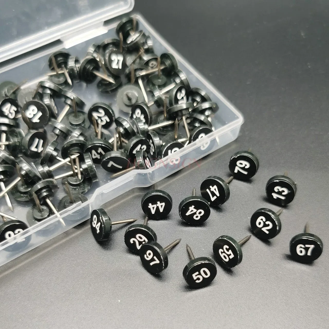 100 Stück Teling 100 Stück nummerierte Push-Pin-Reißzwecken, 100 sequentielle Pins, Reißzwecken, flache Reißzwecken, Reißzwecken für Karten