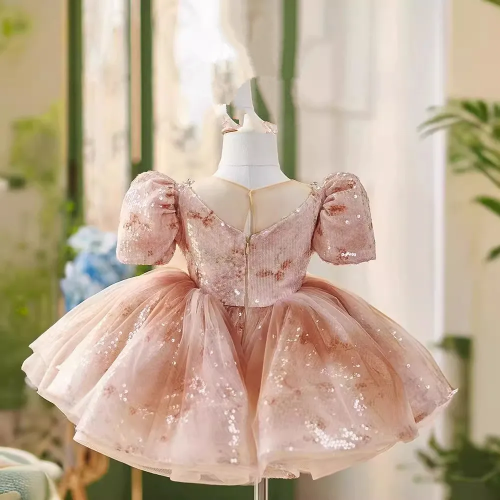 Children's Elegant Princess Gown Girls' High End Birthday Wedding Host Piano Performance Puffy Dress y1460