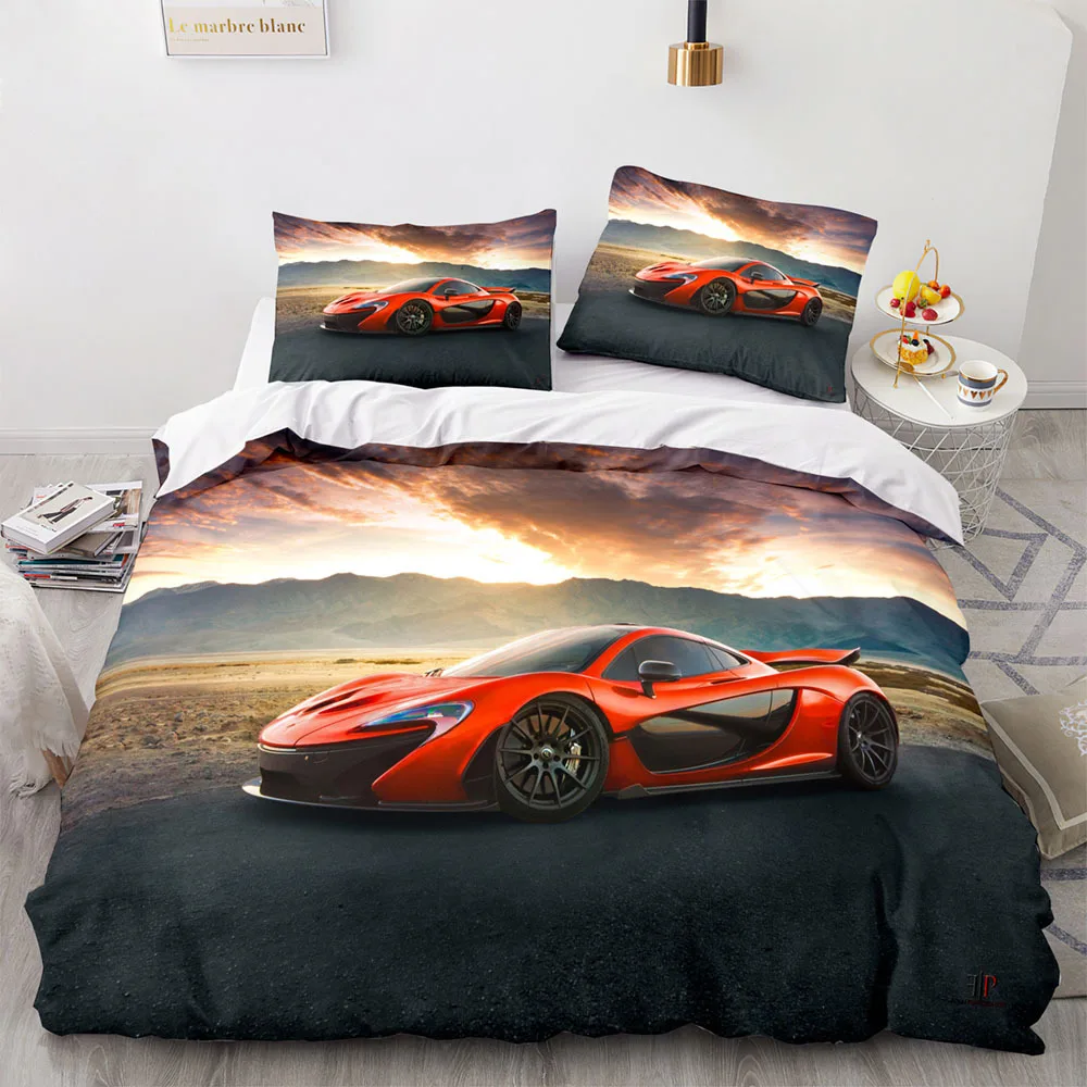 Imagem -03 - Sports Car Duvet Cover Sets Full Size3 Preço Race Car Bedding Sets com Fronhas para Adolescentes Meninos Pcs Poliéster Quilt Cover