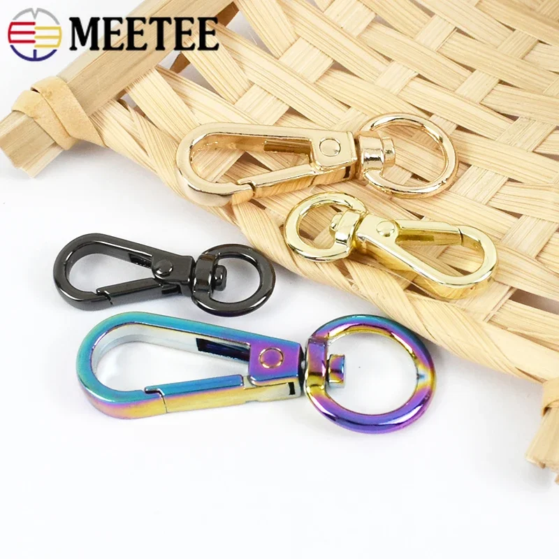 

100Pcs Meetee 8/10/13mm Small Carabiners Metal Buckles for Bags Straps Dag Coller Handbag Crochet Hook Keychain Lobster Clasp