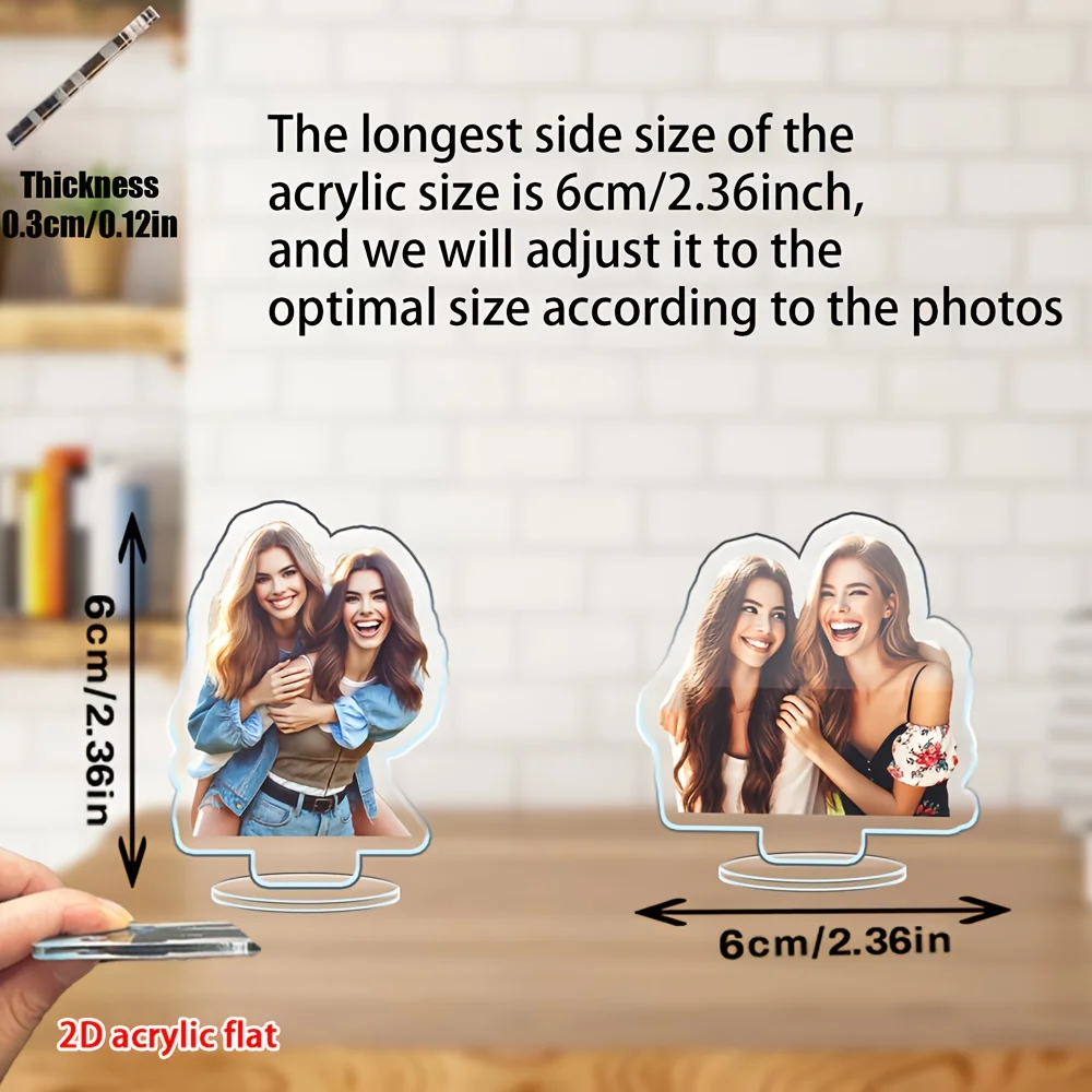 1pc/3pcs Customized Acrylic Photo Ornaments, You Can Customize Your Favorite Characters, Couples, Family Pet Photos