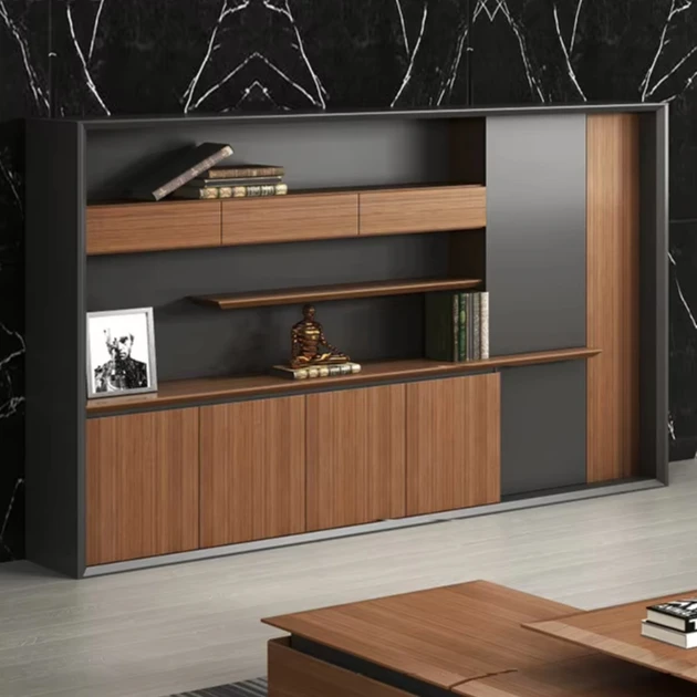 Modern Large Wooden Veneer Office Furniture High-Class High Quality Chairman Office Wardrobe Attractive Filing Cabinets