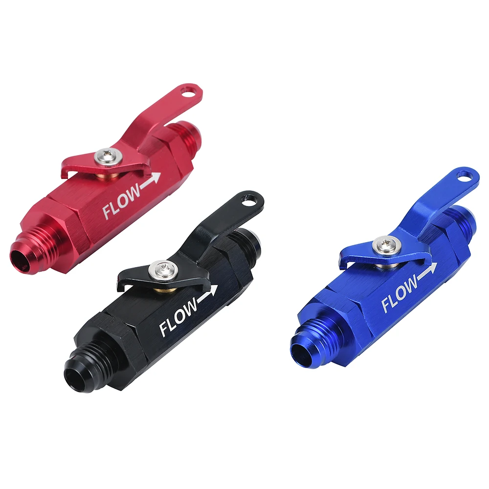 LZONE - AN6 AN8 AN10 Aluminum Inline Fuel Filter Shut Off Valve Cut Off w/ Cable Lever 1Pcs JR-FSV06