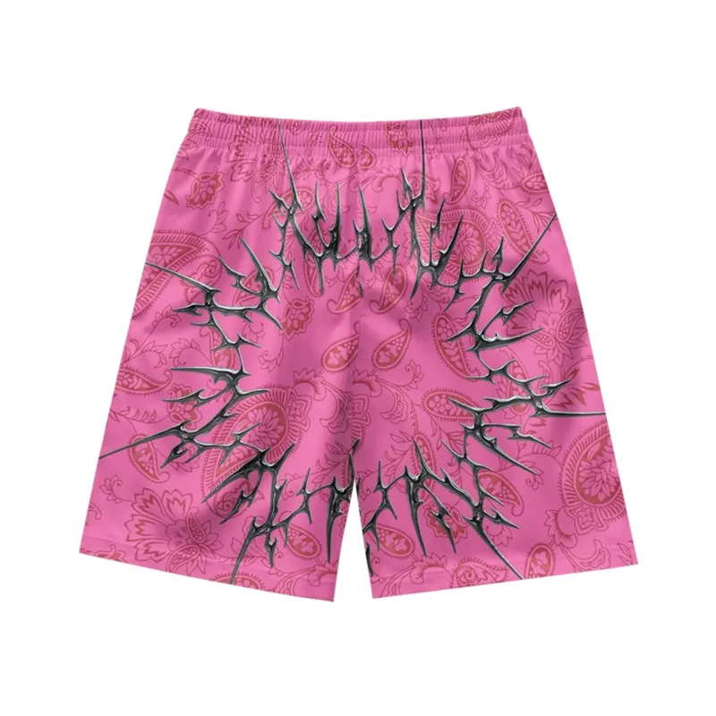 Bixin Finger Skeleton Creative Fashion Casual Personality Loose Trendy Summer Men's Sports Basketball Shorts Pink