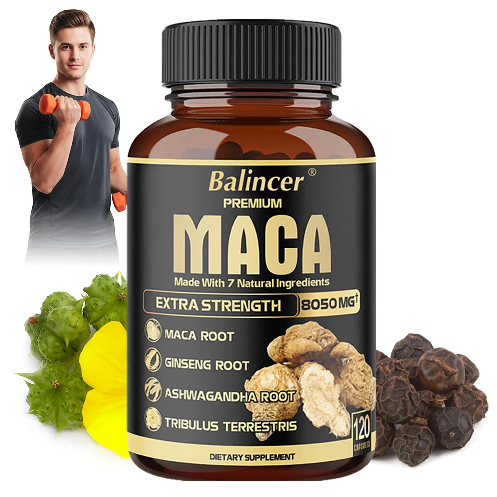 7in1 Premium Maca Root Capsules with Ashwagandha, Ginseng and More - Natural Energy, Performance and Mood Support
