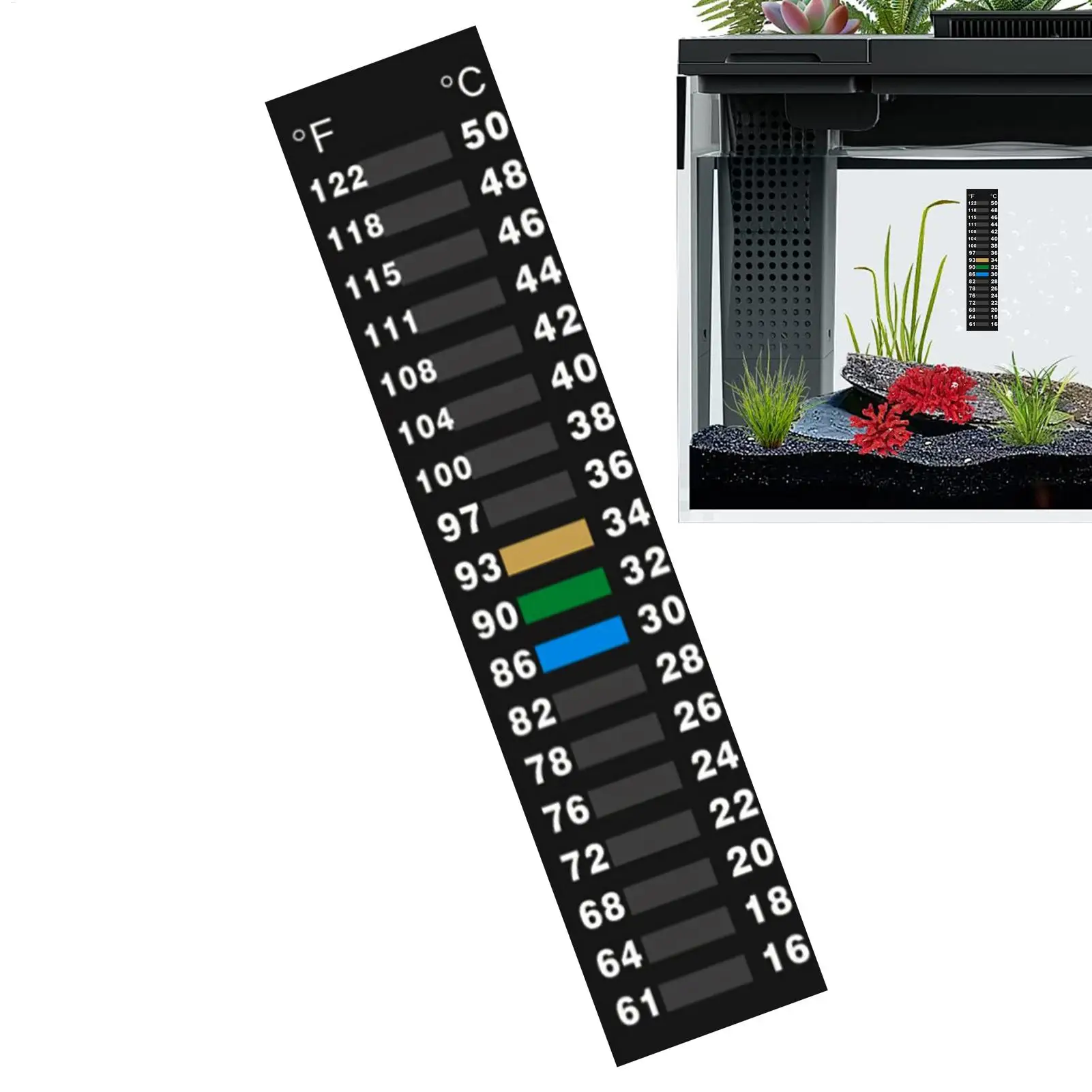 Stick On Temperature Strip LCD Environmental Tracking Sticker Temperature Detection Strip for Aquarium Refrigerator Freezer