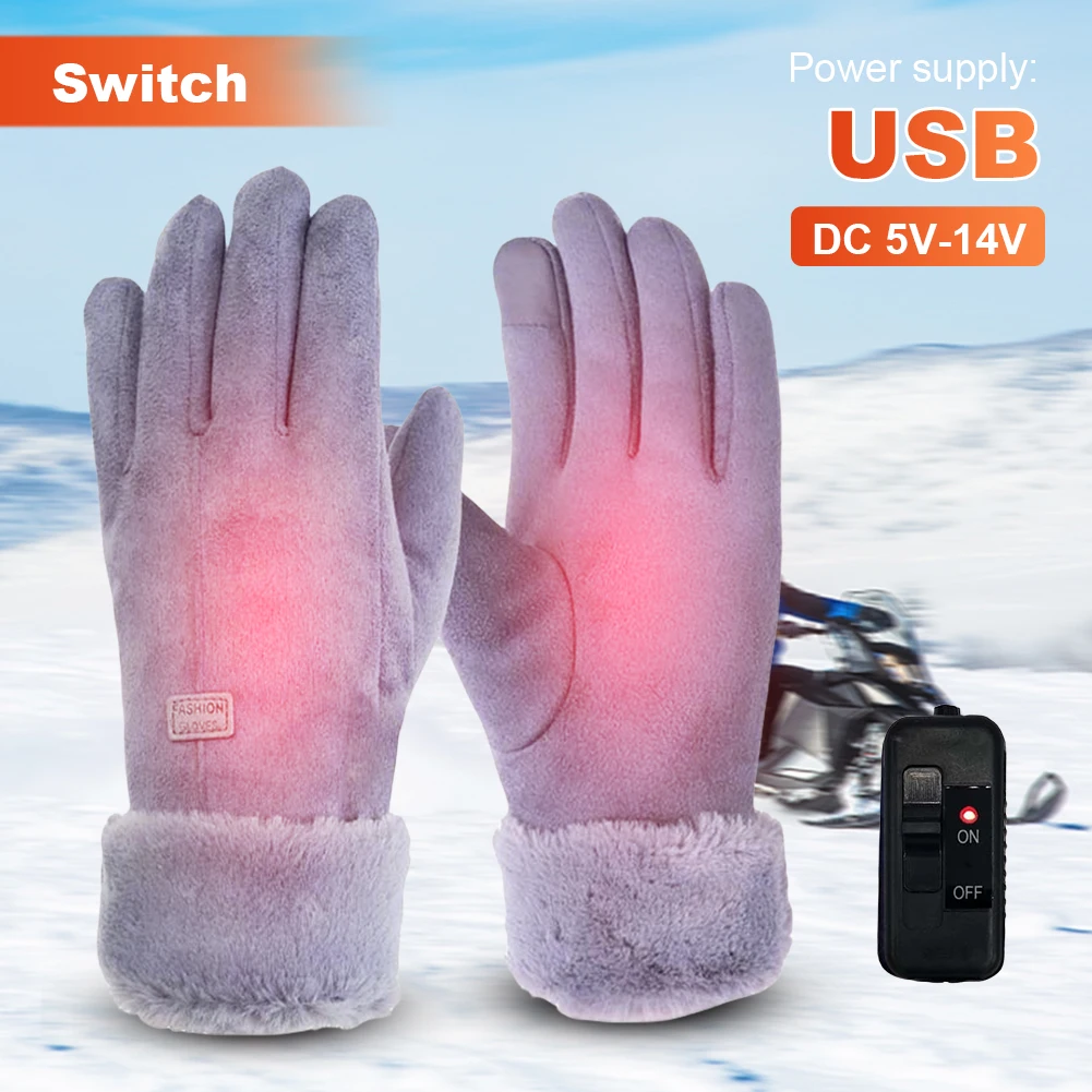 3/2/1pcs USB Heated Gloves Winter 3 Gear Thermal Cycling Gloves 10000mAh Motorcycle Heating Gloves Hand Warmer Thicken Mitts