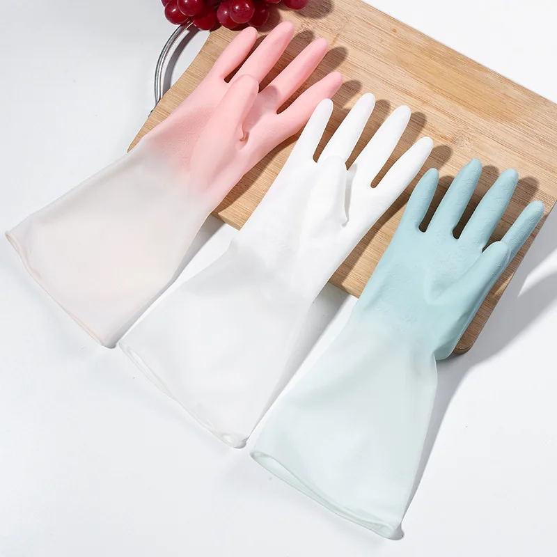 Female waterproof rubber latex dishwashing gloves kitchen durable cleaning housework chores dishwashing tools