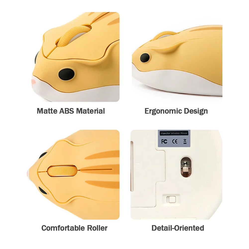 Souris de hamster de dessin animé 3D sans fil, souris Bluetooth muette portable mignonne, USB 1600G, 2.4 ug I, ordinateur portable, cadeau pour
