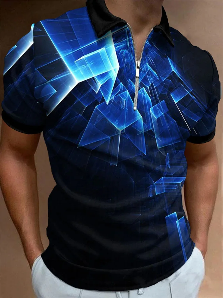 Fashion Three-dimensional Geometric Pattern Men's Polos T-Shirts Short Sleeve 3D Printed Street Hip Hop POLO Tee 6XL Plus Size