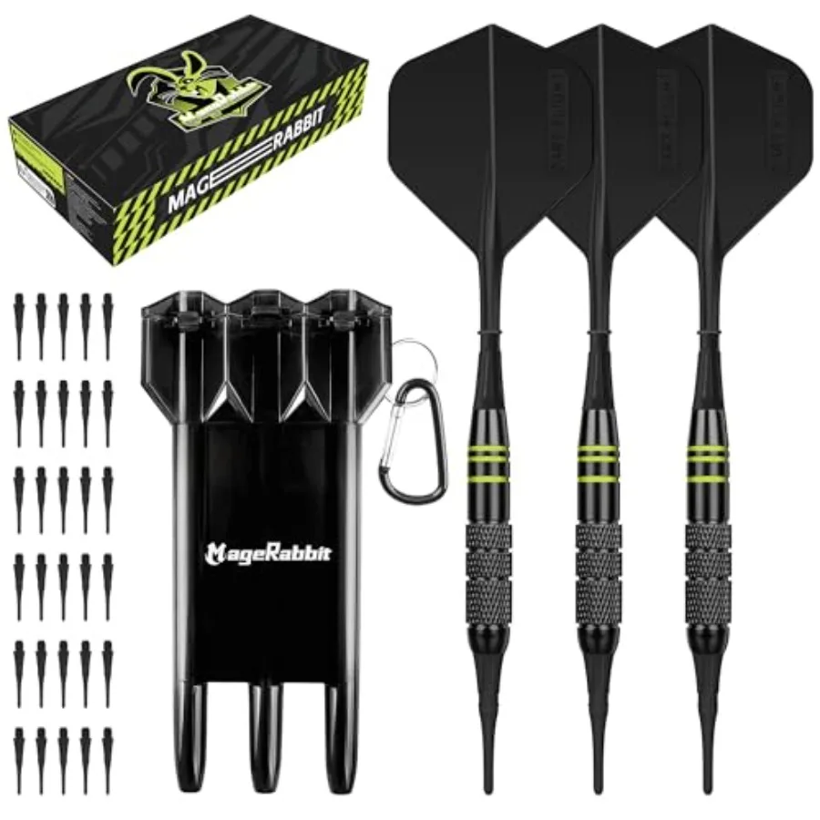 

Darts Soft Tip 3Pack 18g with Gift Carrying Case-Copper Barrels with Integrated Dart Flights and 24pcs Plastic Tip, Professiona