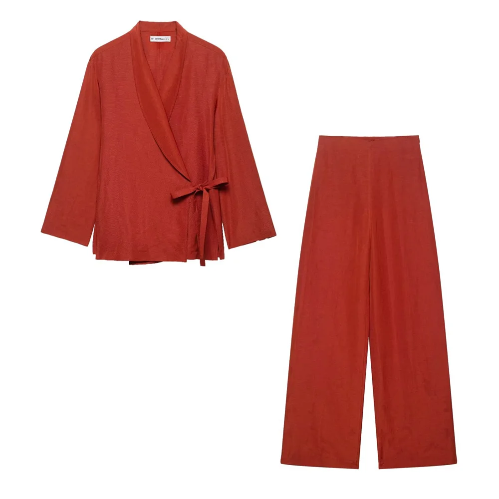 

2025 New Women's Casual Elegant European and American Style Design Dress Collar Linen Coat&Pants Set
