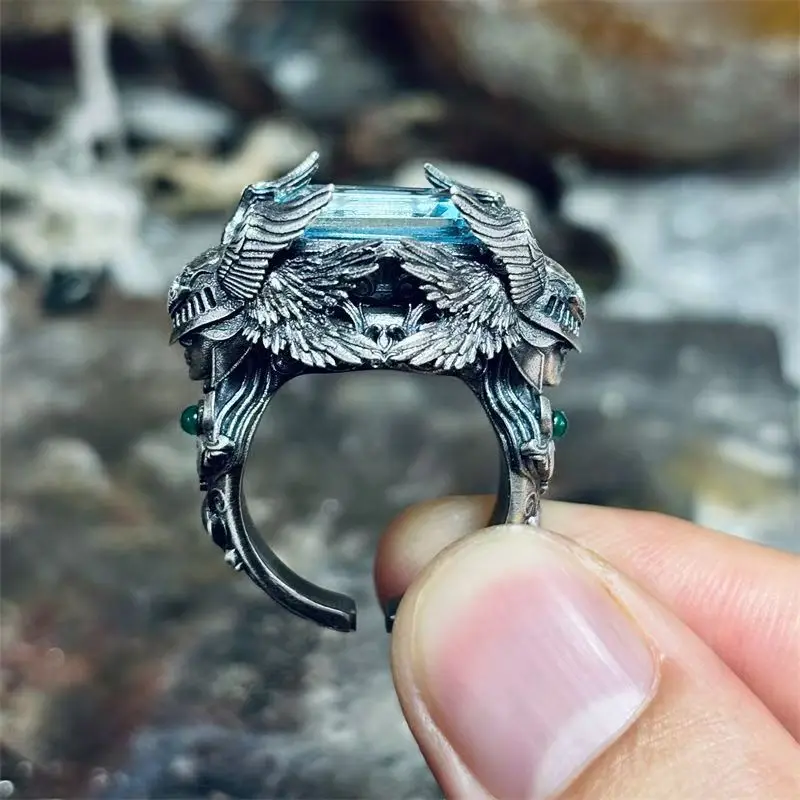 Gothic Retro Valkyrie Open Ring Heavy Craft Creative Design Street Hip Hop Unisex Finger Ring Fashion Accessories