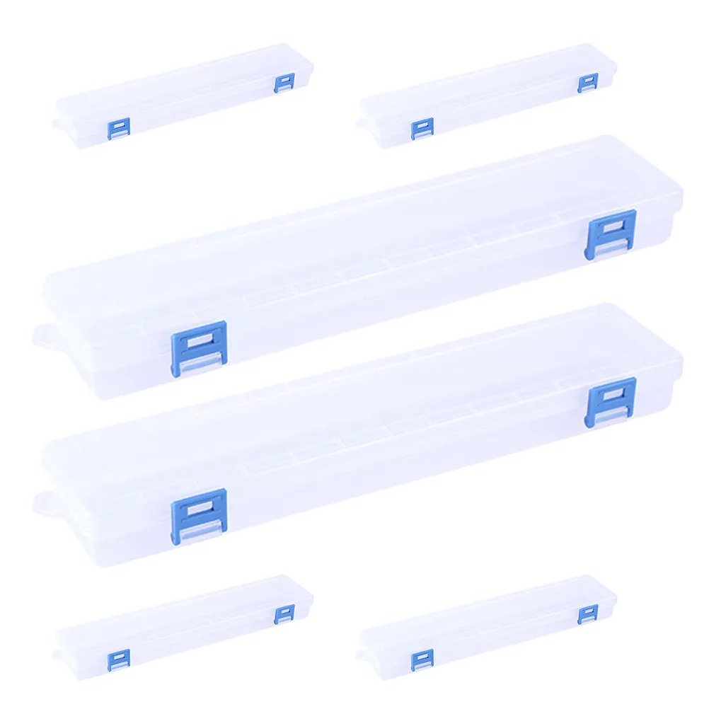 

6Pcs Clear Brush Holder for Paint Brushes Pens Pencils Rectangular Transparent Stationery Storage Box Art Supply Organizer Case