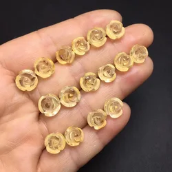 Fengbaowu Natural Stone Citrine Rose Flower Earring Pendant Ring 925 Sterling Silver Crystal Gift Fashion Jewelry Women