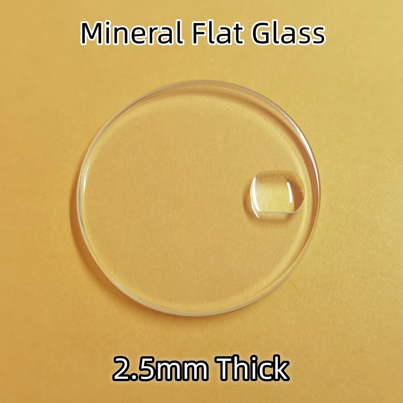 2.5mm Thick Date Window Flat Mineral Watch Glass Round Crystal 30mm-38mm Diameter for Watch Repair