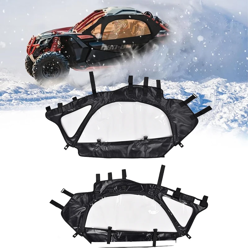 X3 UTV Soft Upper Door Set Kit Doorstop Enclosure for Can Am Maverick X3 2-seat 2017+ work w/ Roof and Windshield