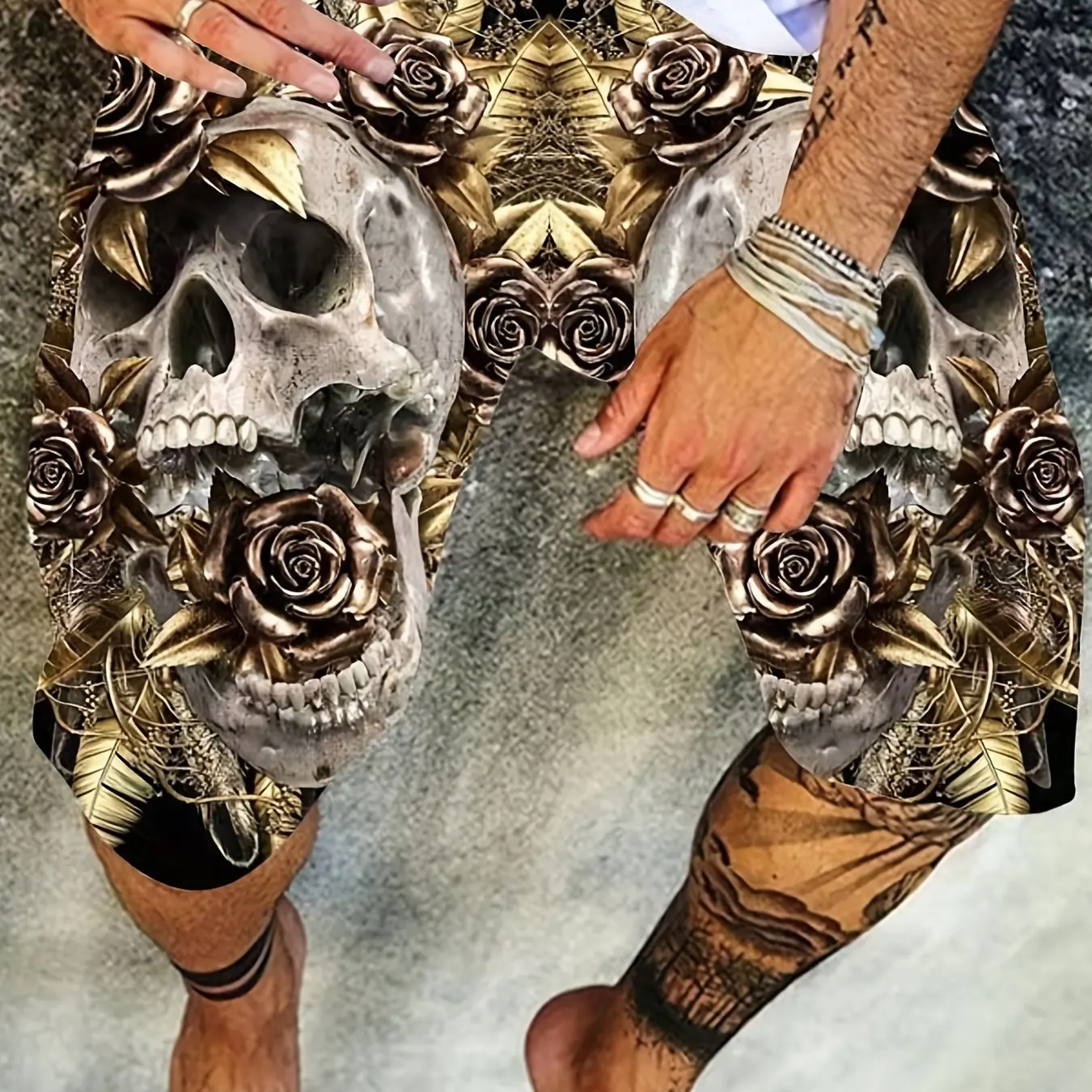 New 3D printed skull print men\'s sports leisure holiday travel personalized hip-hop cool shorts summer beach shorts S-5XL