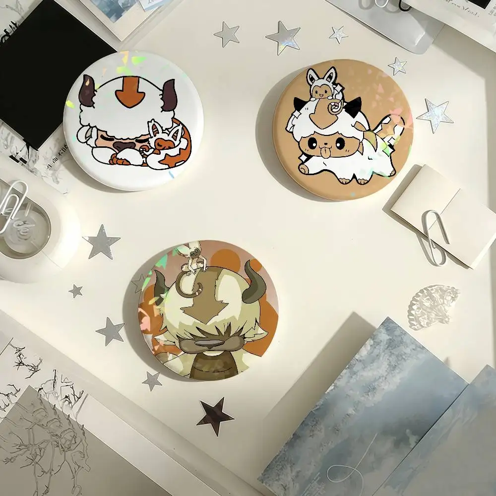 Avatar The Last Airbender Appa Momo cute Laser Badge Creative Pins Brooch for Bag Clothes Hat Decor Gifts Fans Collect