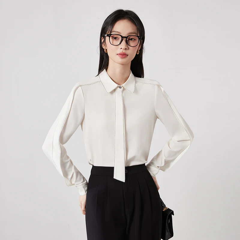 เสื้อเชิ้ตแขนยาวผู้หญิงสไตล์มืออาชีพจาก AIyssa ดีไซน์หรูหรา สวยงาม นุ่มสบาย 2025 สไตล์ใหม่