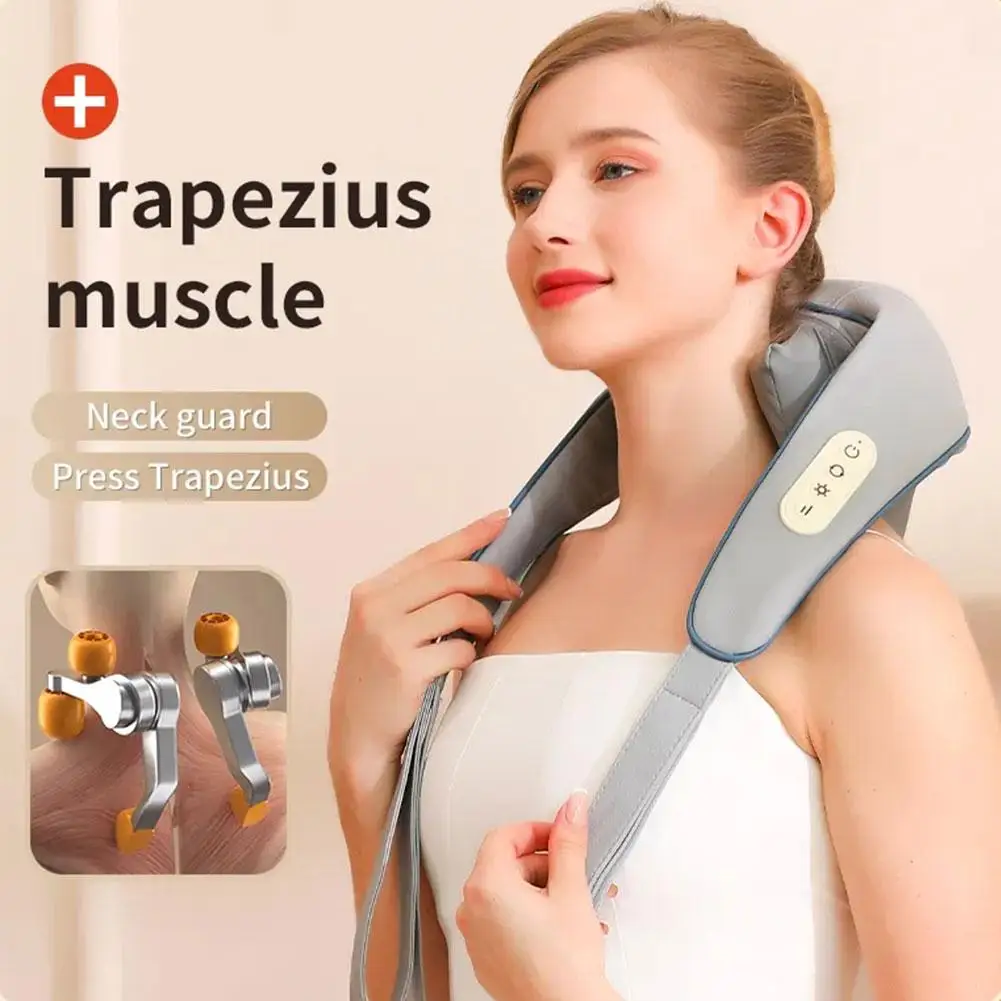 Back Neck Shoulder Massager Rechargeable Trapezius Multifunction Spine Body Shoulder Home Muscle Kneading Massagers Cervica P9G5