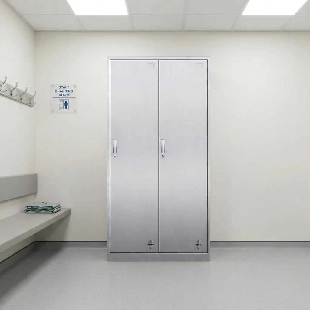 Stainless Steel Locker 2-Door Locker Storage Cabinet for Schools Hospitals and Staff Closet Steel Cupboard
