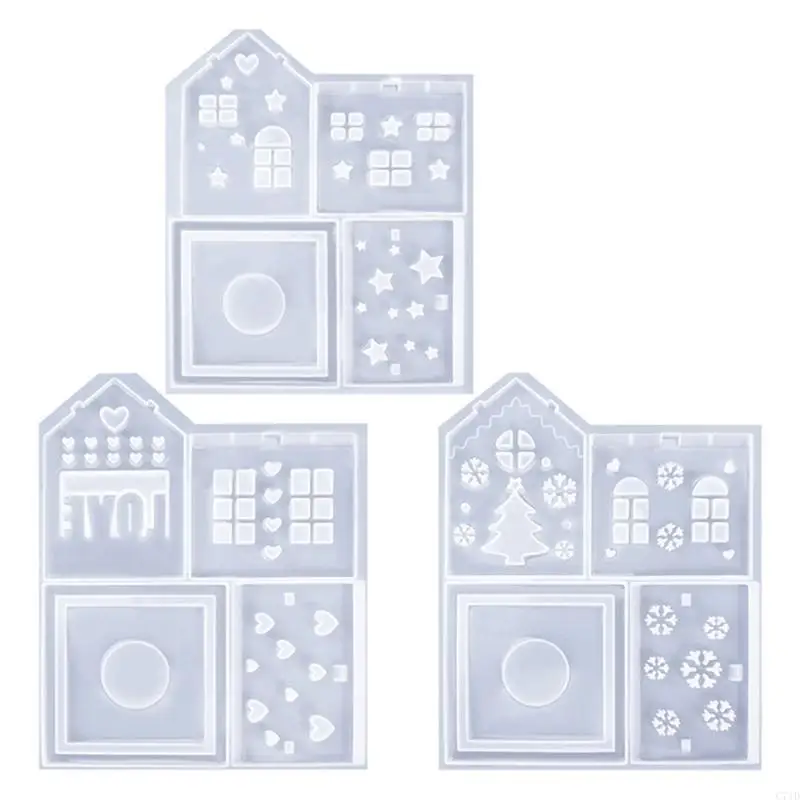 

Sturdy Silicone Christmas House Mold Set Accessory Portable for Craft Supplies High Temperature Resistant Easy Demold