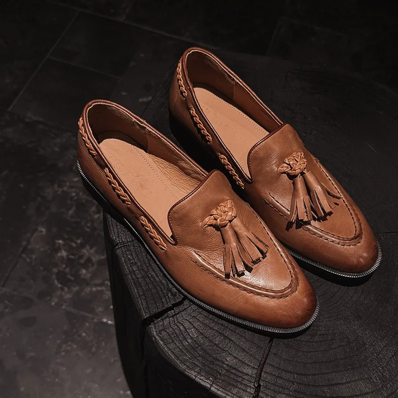 

Classic Women's Tassel Loafers High Quality Slip-on Flats Soft Top-grain Leather Shoes For Casual Office Wear