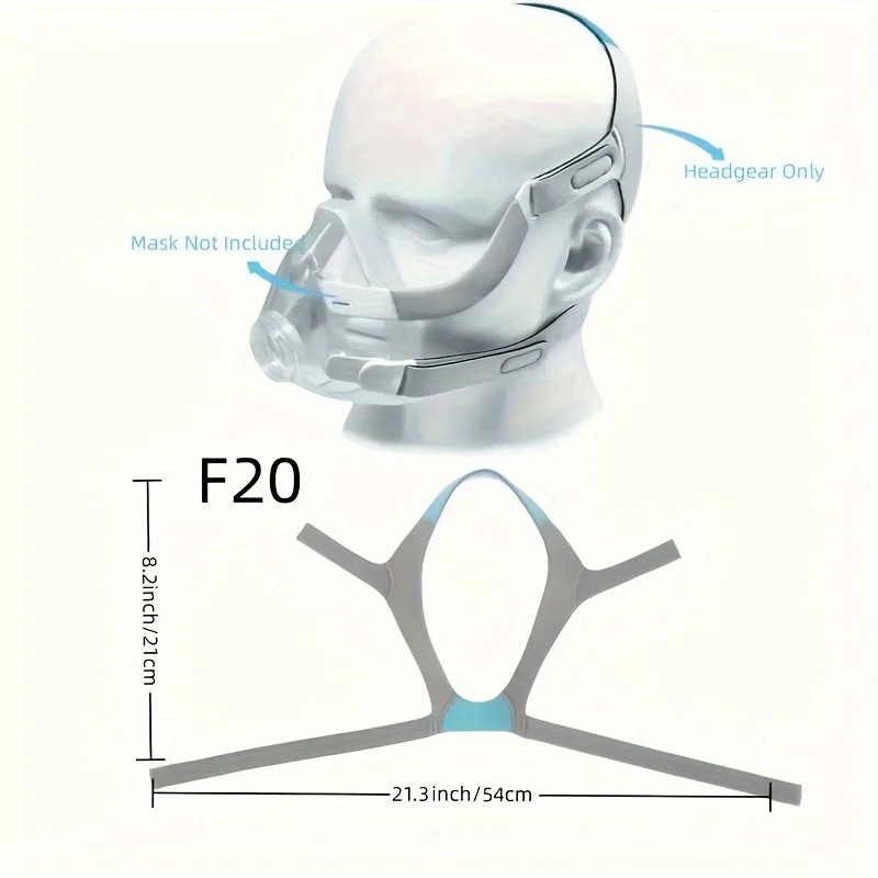1pc CPAP Headgear for Airfit F20/ AirTouch F20 with 2pcs Magnetic Clips, Replacement Headgear Straps Compatible