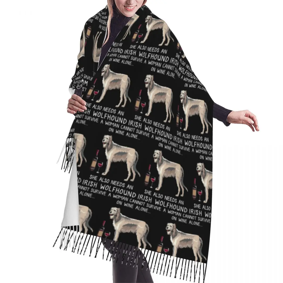 

Ирландский волчок и вино, забавный шарф для собак, шарфы с кисточками, женские мягкие теплые шали и накидки, большая осенне-зимняя шаль