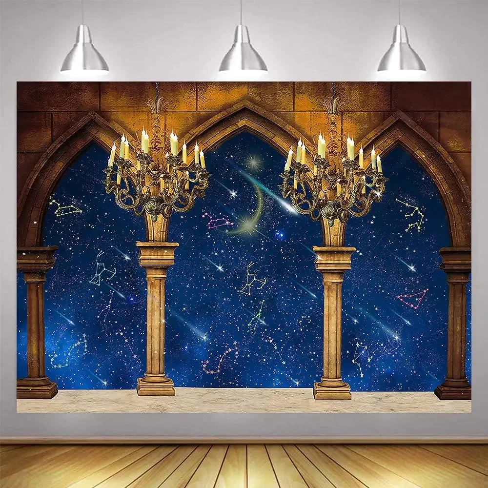 beauty beast castle Royal Medieval Constellation Starry Sky wedding birthday party photo background photography backdrop